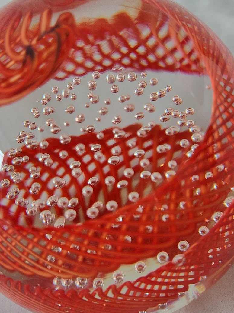 Red Latticino Bubble Murano Paperweight 18.jpg