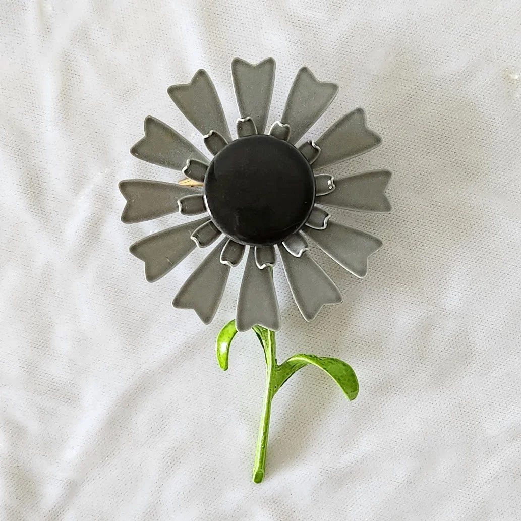 Gray Enamel Flower Power Brooch 3.jpg