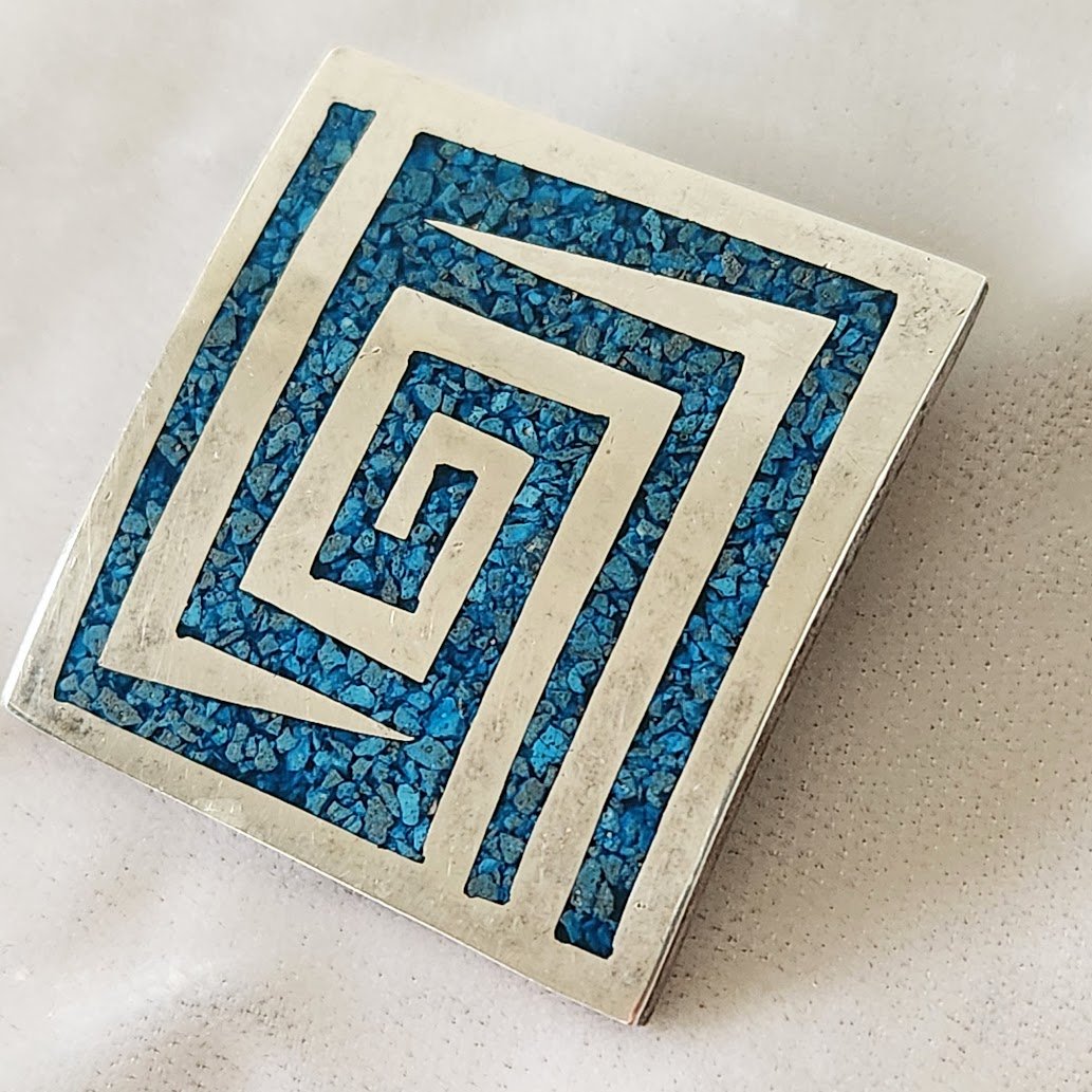 Mexican Turquoise Chip Brooch 3.jpg