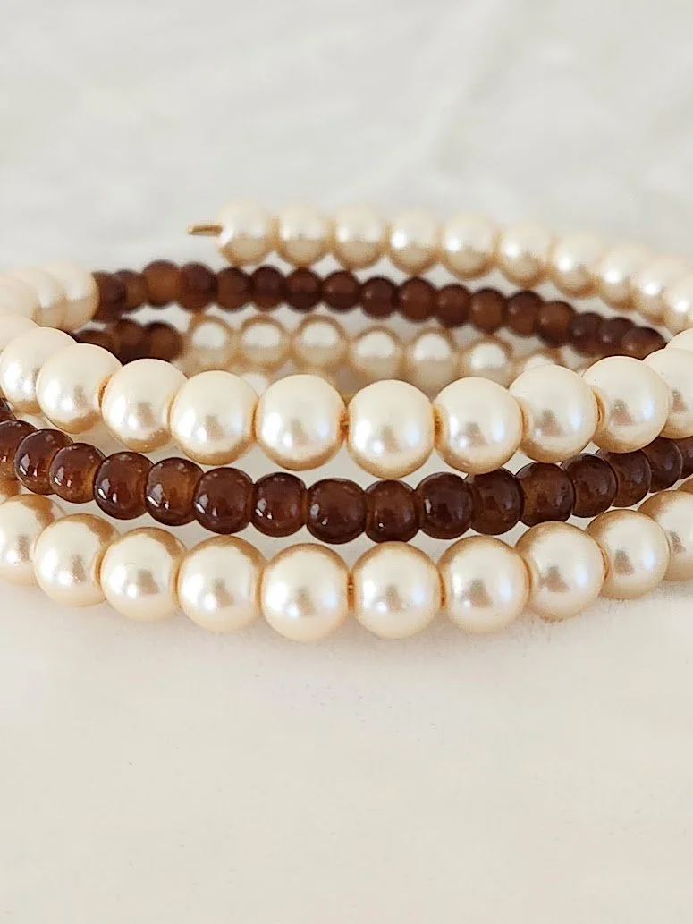 Pearl & Amber Memory Wire Bracelet 2.jpg