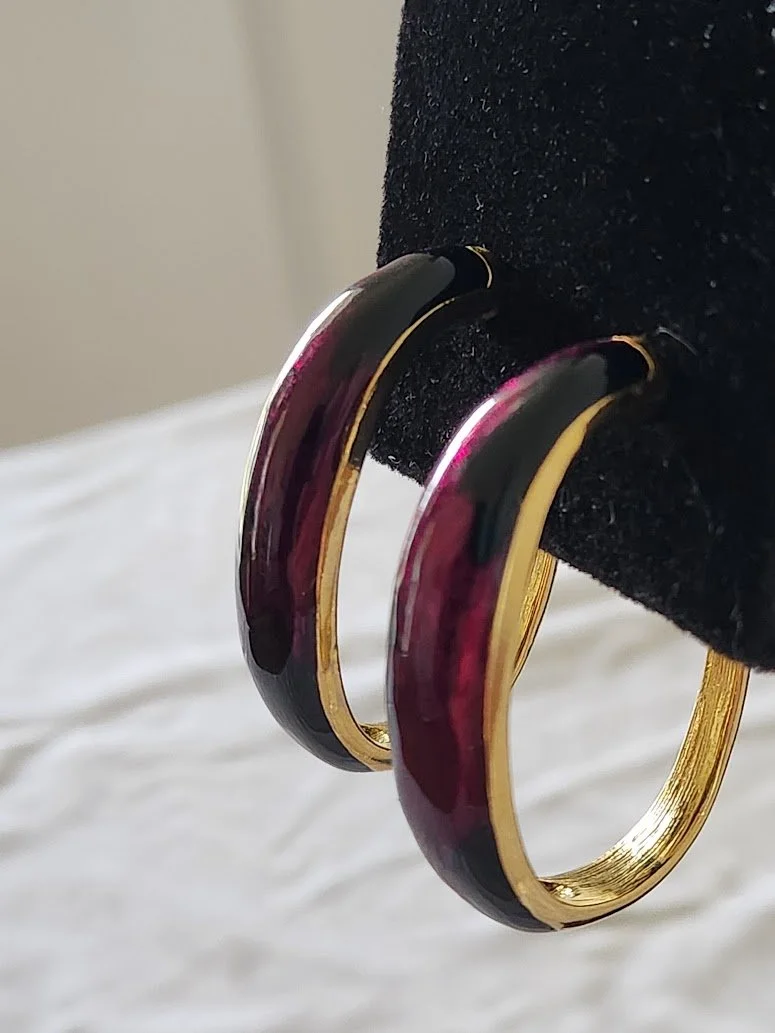 Huge Purple Enamel Hoop Earrings 2.jpg