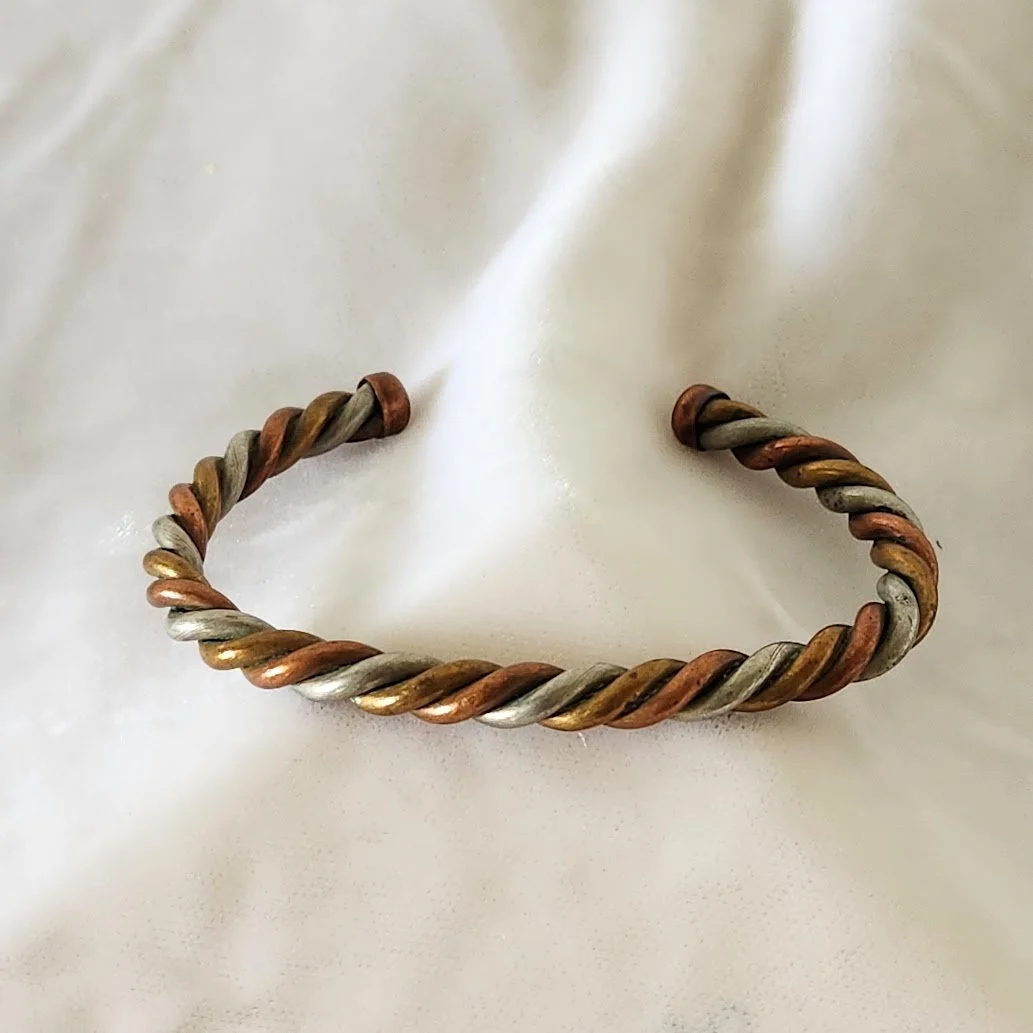 Copper Brass German Silver Twist Bracelet 1.jpg