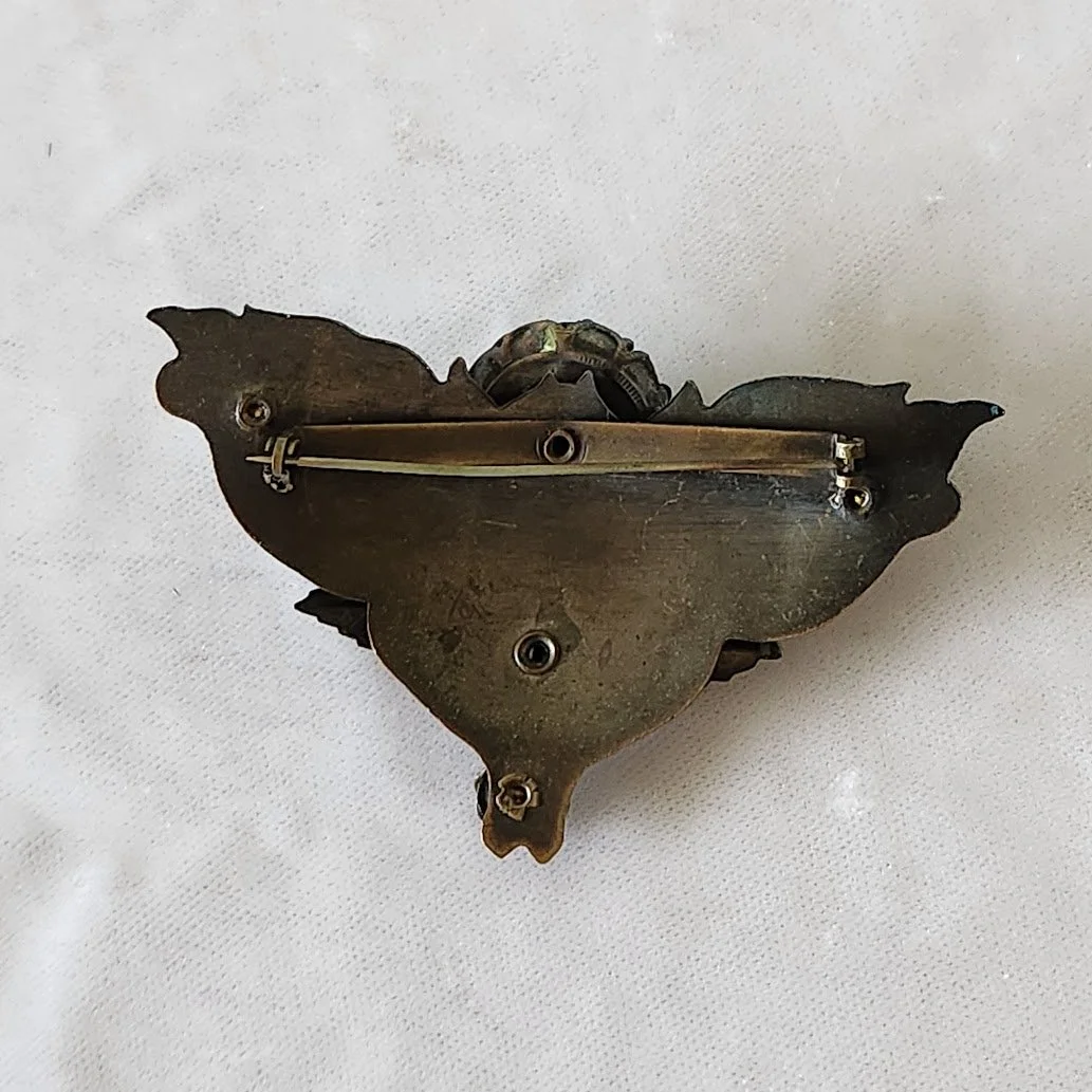 1930s Green Stone Brass Brooch 8.jpg