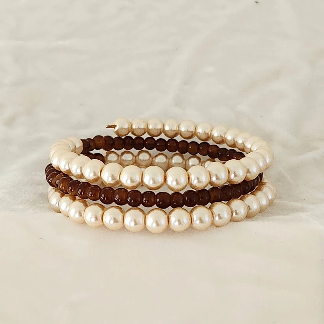 Pearl & Amber Memory Wire Bracelet 1.jpg