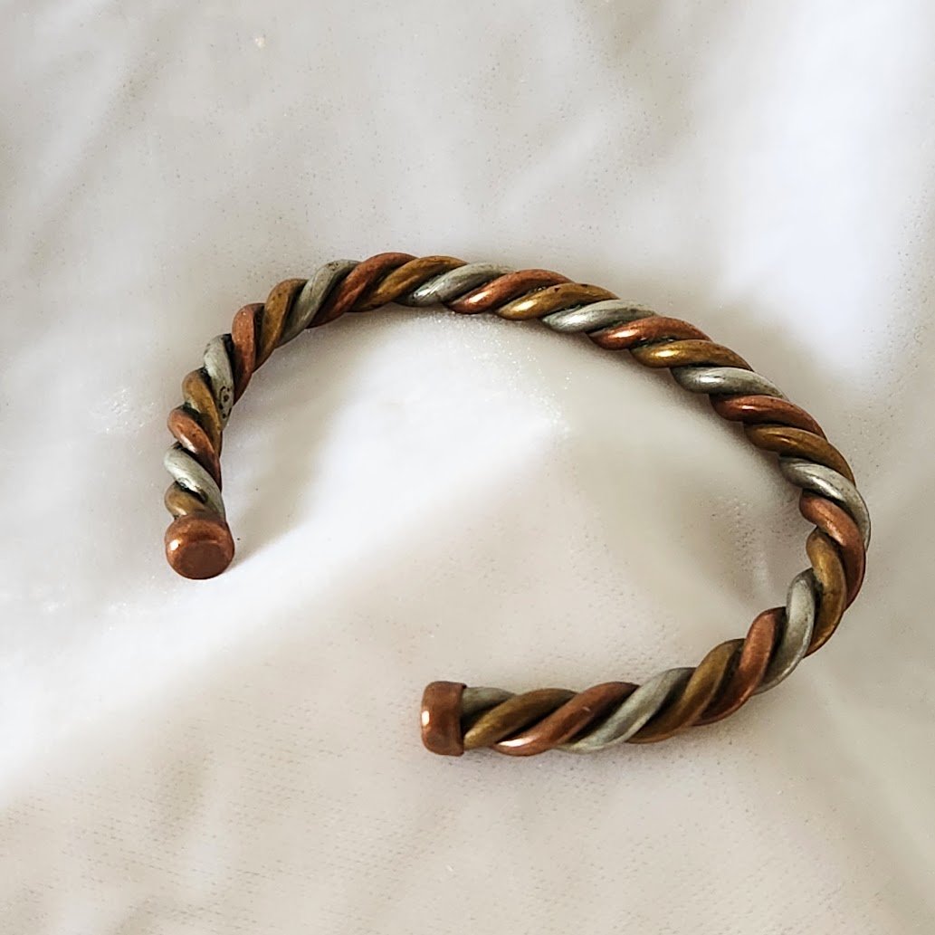 Copper Brass German Silver Twist Bracelet 4.jpg
