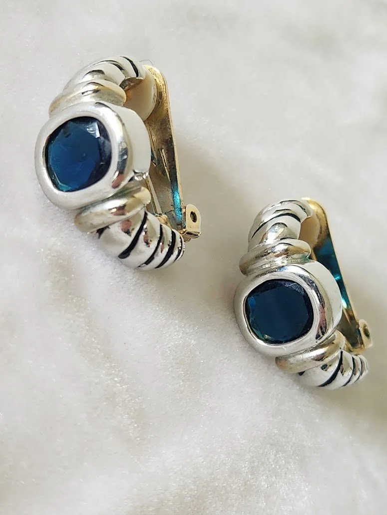 Blue Stone 1980s Earrings 1.jpg