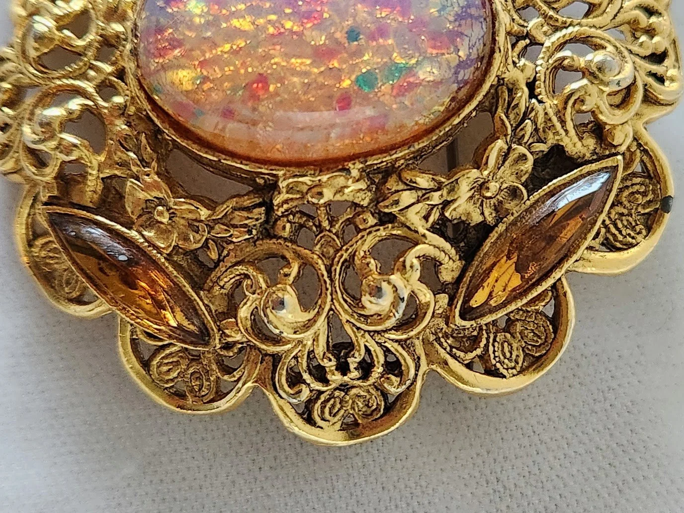 Faux Opal & Amber RS Brooch 3.jpg