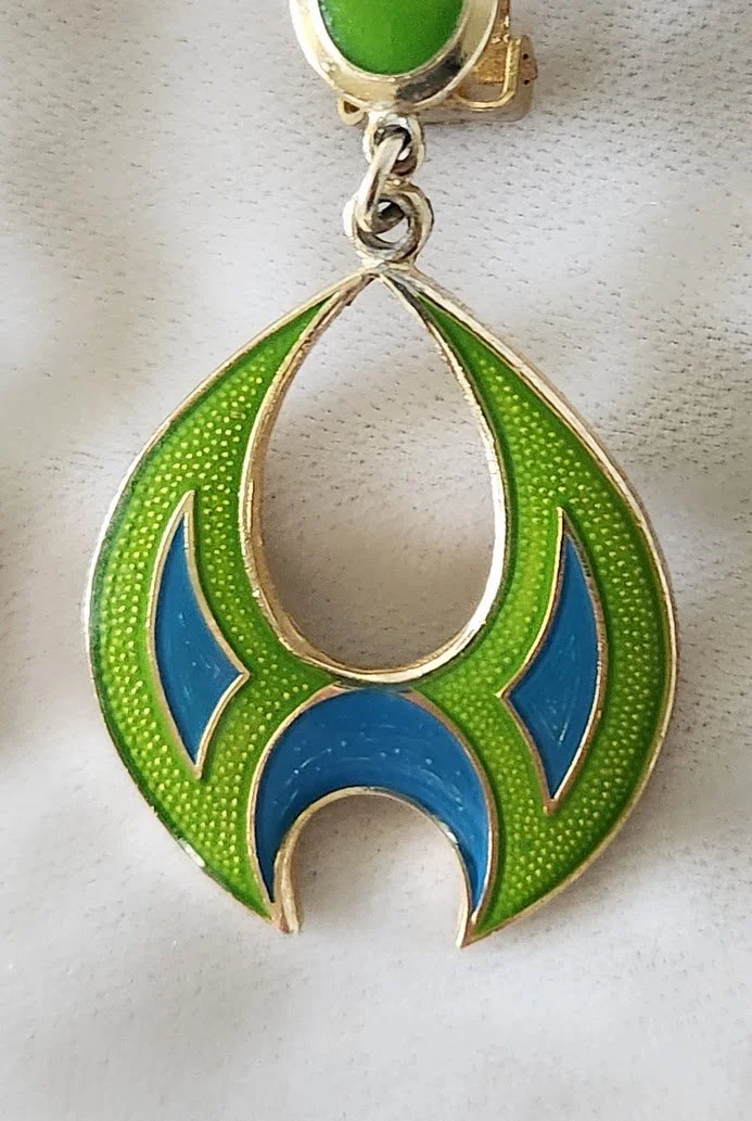 Futuristic Green Blue Dangle Earrings 2.jpg