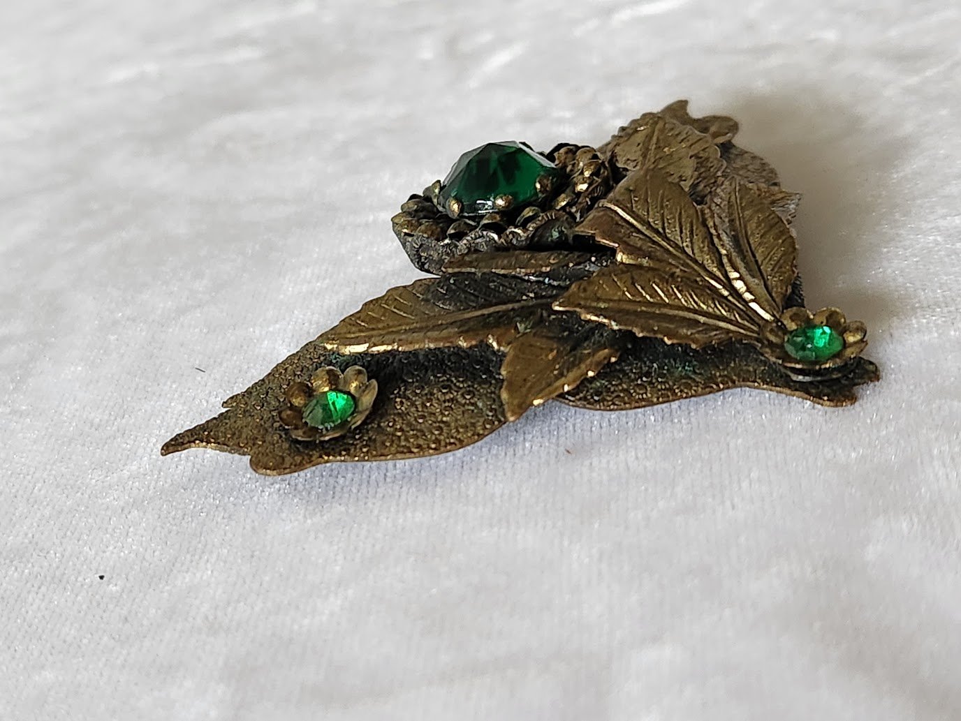 1930s Green Stone Brass Brooch 5.jpg