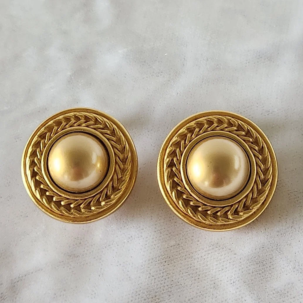 Carolee Gold Dome Earrings 1.jpg