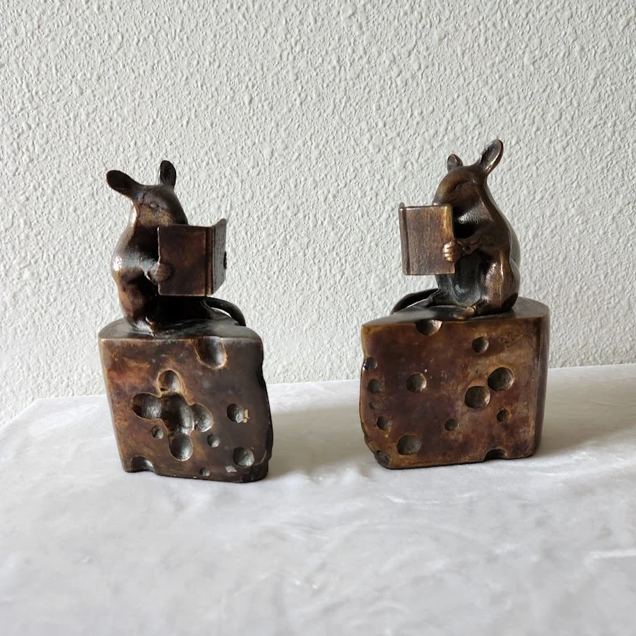 Bronze Mouse Cheese Bookends 1.jpg