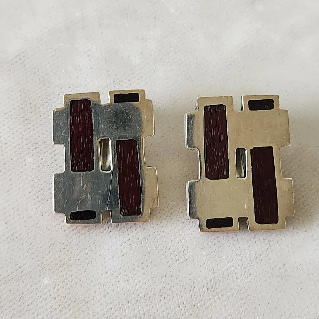 Modernist Rosewood Silver Earrings 8.jpg