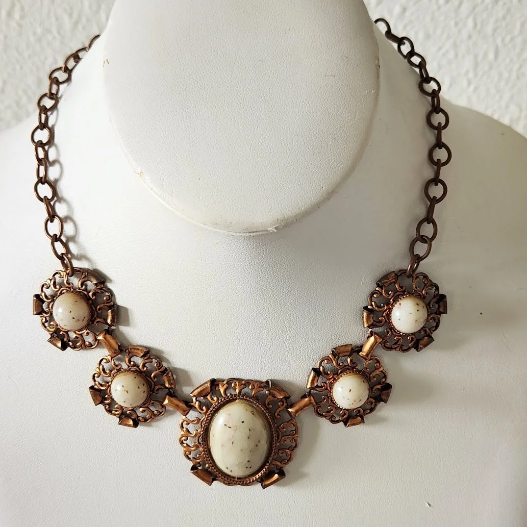 Copper & Faux Goldstone Necklace 1.jpg
