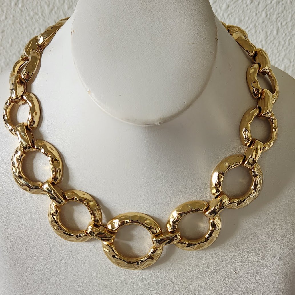 Hammered Gold Necklace Bracelet Set 10.jpg