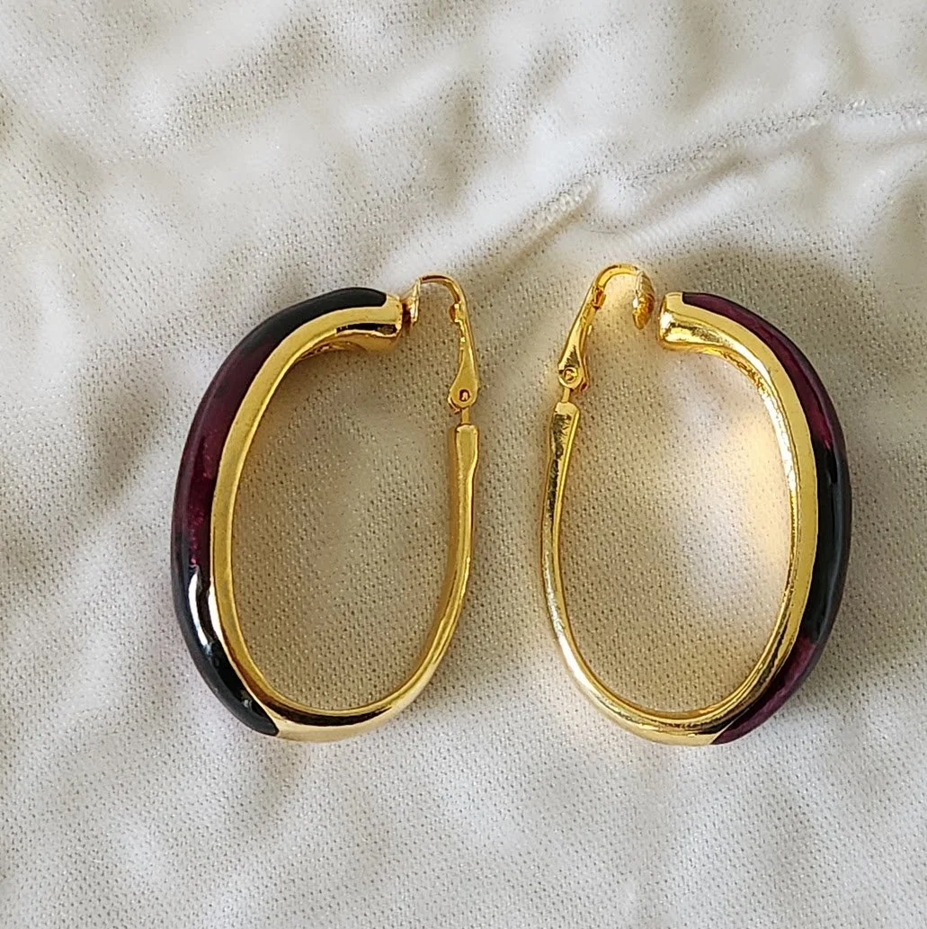 Huge Purple Enamel Hoop Earrings 3.jpg