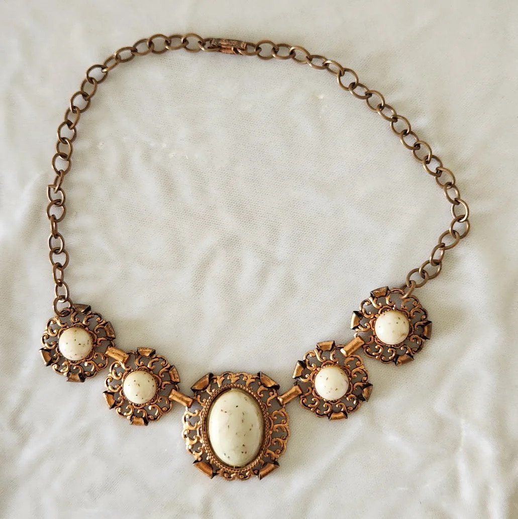 Copper & Faux Goldstone Necklace 3.jpg
