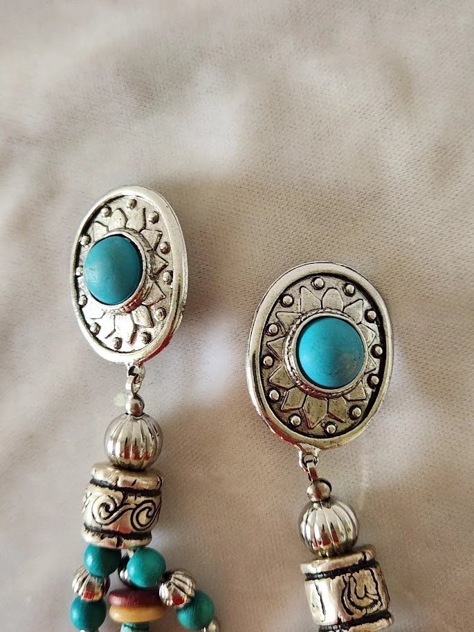 Turquoise Bead Shoulder Duster Earrings 10.jpg