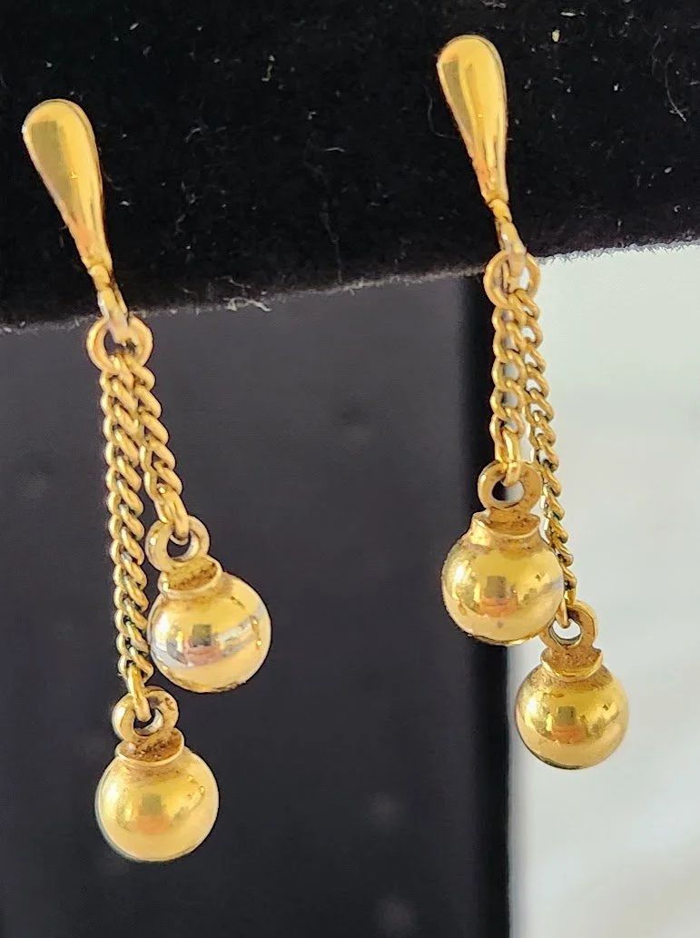 Trifari Pierced Look Dangling Ball Earrings 7.jpg