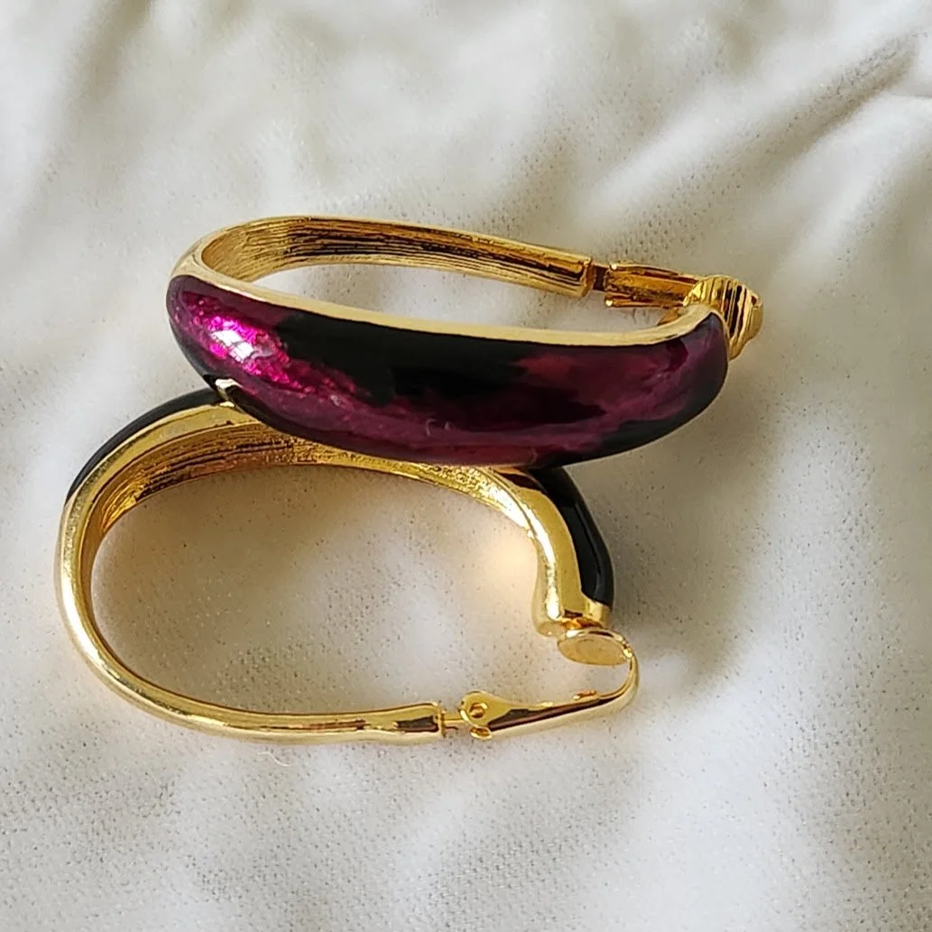 Huge Purple Enamel Hoop Earrings 4.jpg