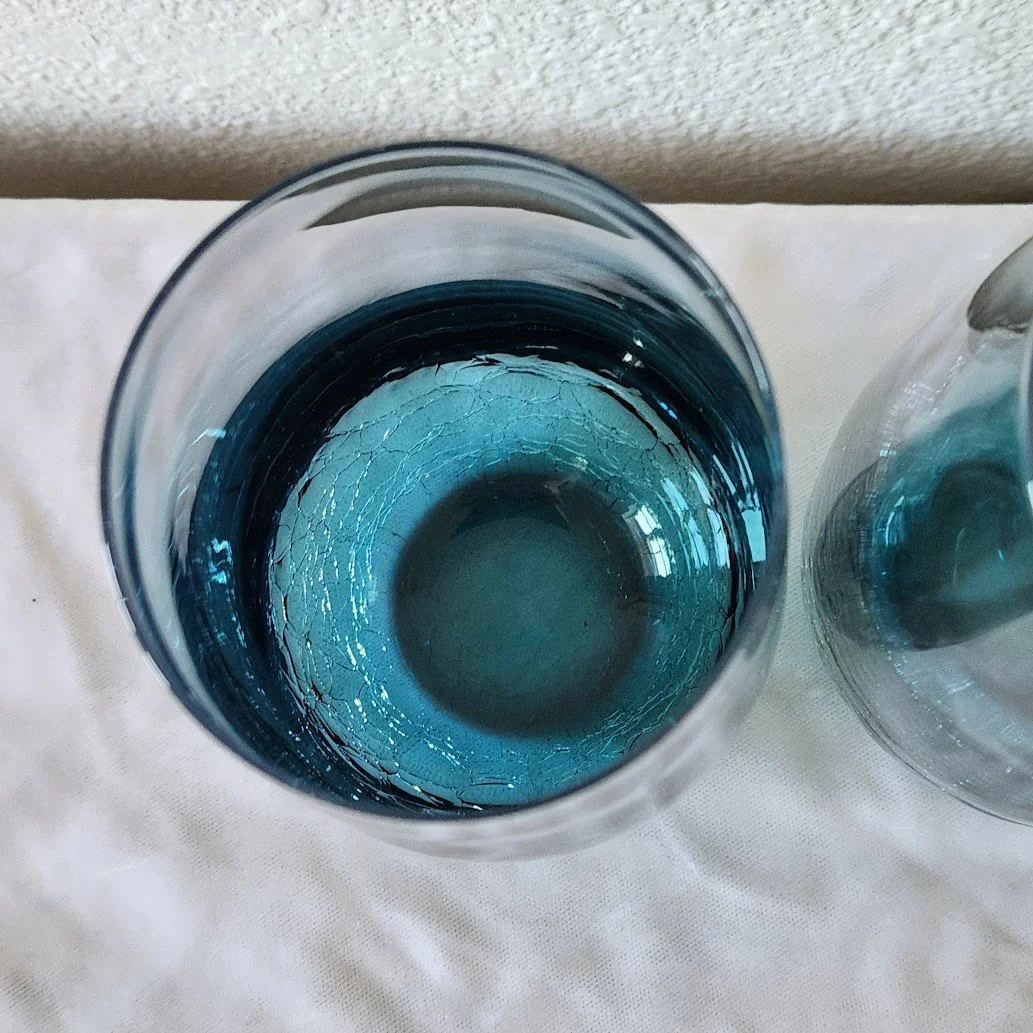 Teal Pier 1 Crackle Glass Tumblers 9.jpg