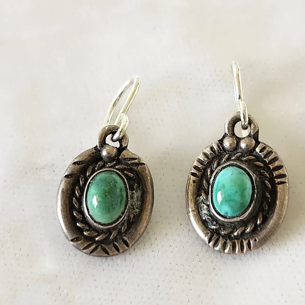 Small NA Turquoise Silver Pierced Earrings 1.jpg