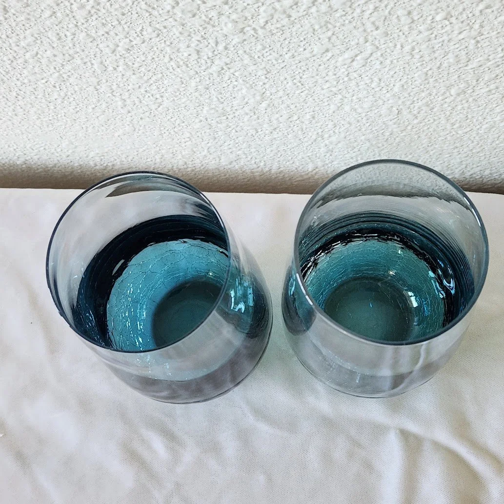 Teal Pier 1 Crackle Glass Tumblers 8.jpg
