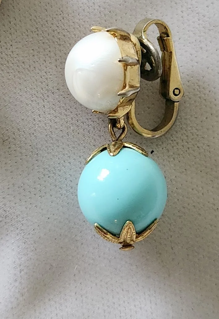 Trifari Turquoise Bob Earrings 3.jpg