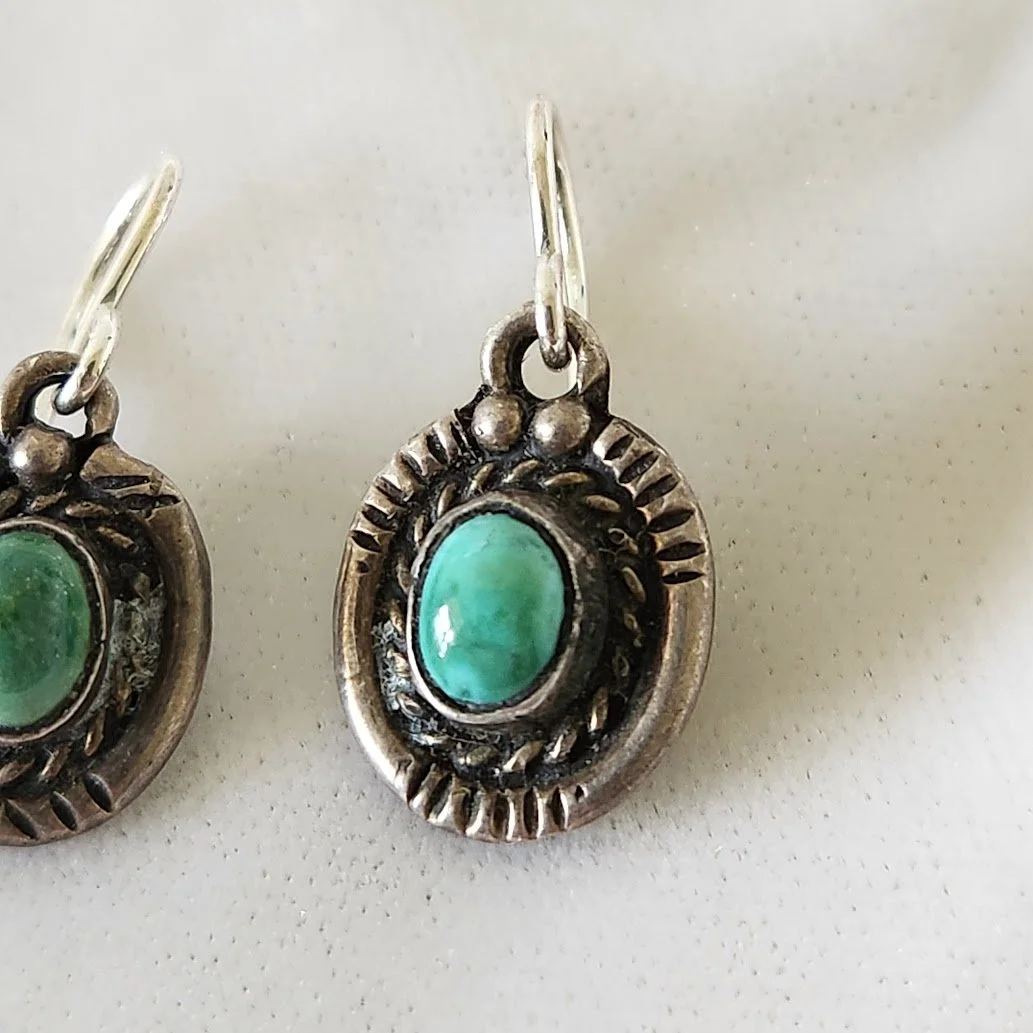 Small NA Turquoise Silver Pierced Earrings 3.jpg