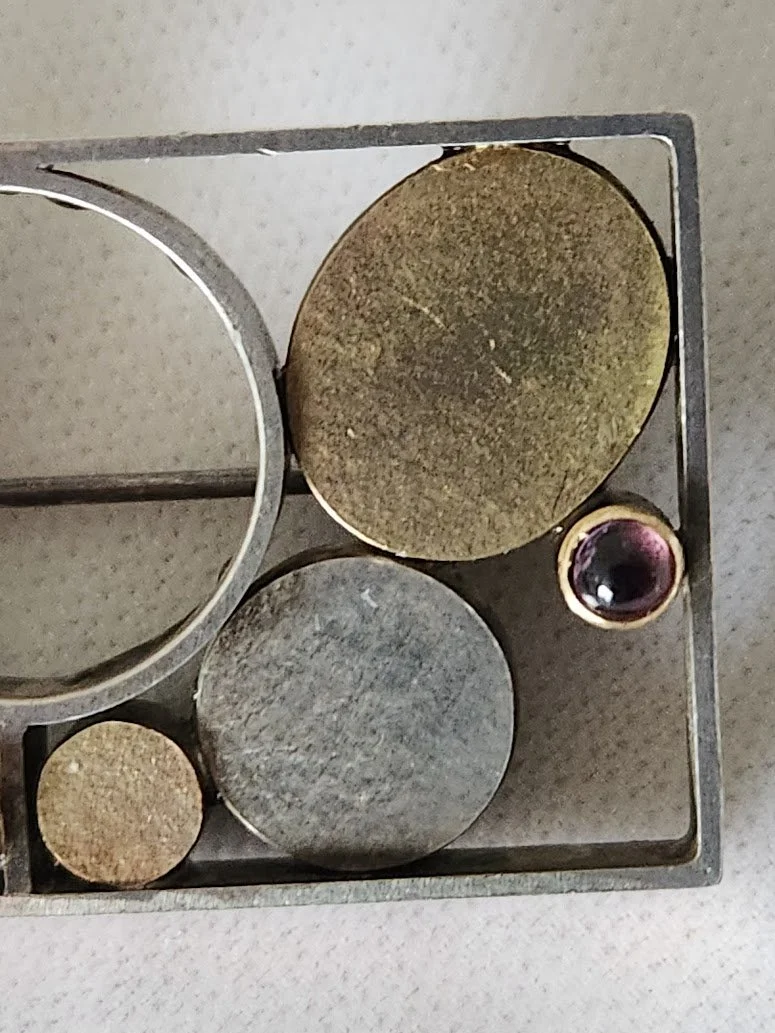 Artisan Sterling 14K Amethyst Citrine Brooch 4.jpg