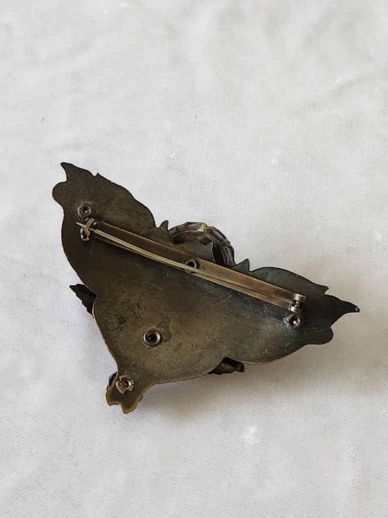 1930s Green Stone Brass Brooch 10.jpg