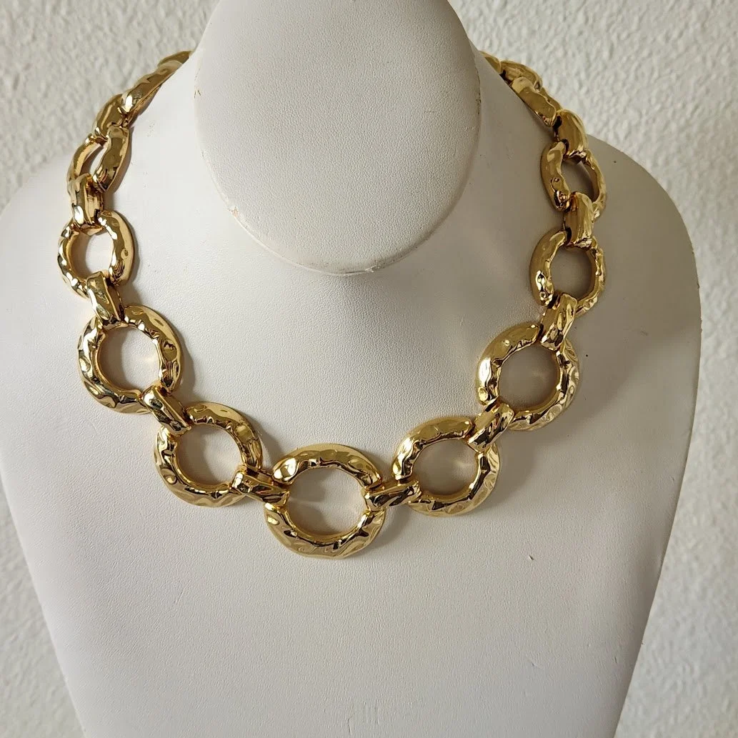 Hammered Gold Necklace Bracelet Set 9.jpg