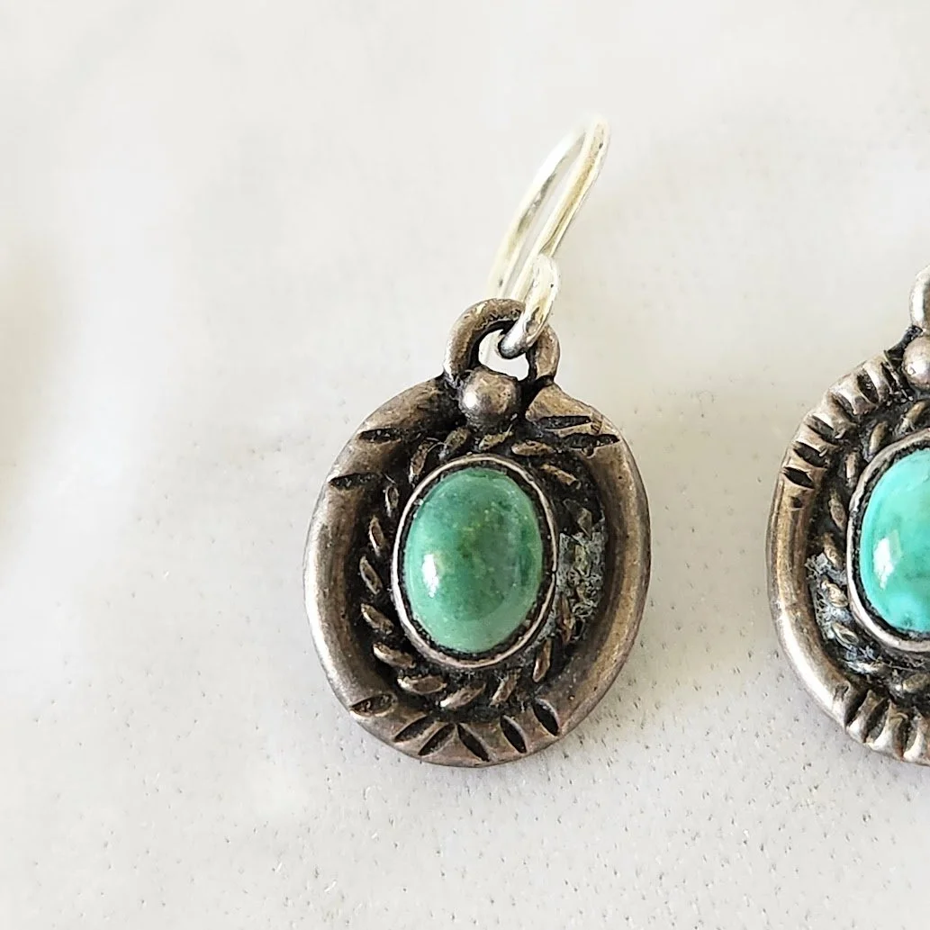 Small NA Turquoise Silver Pierced Earrings 4.jpg