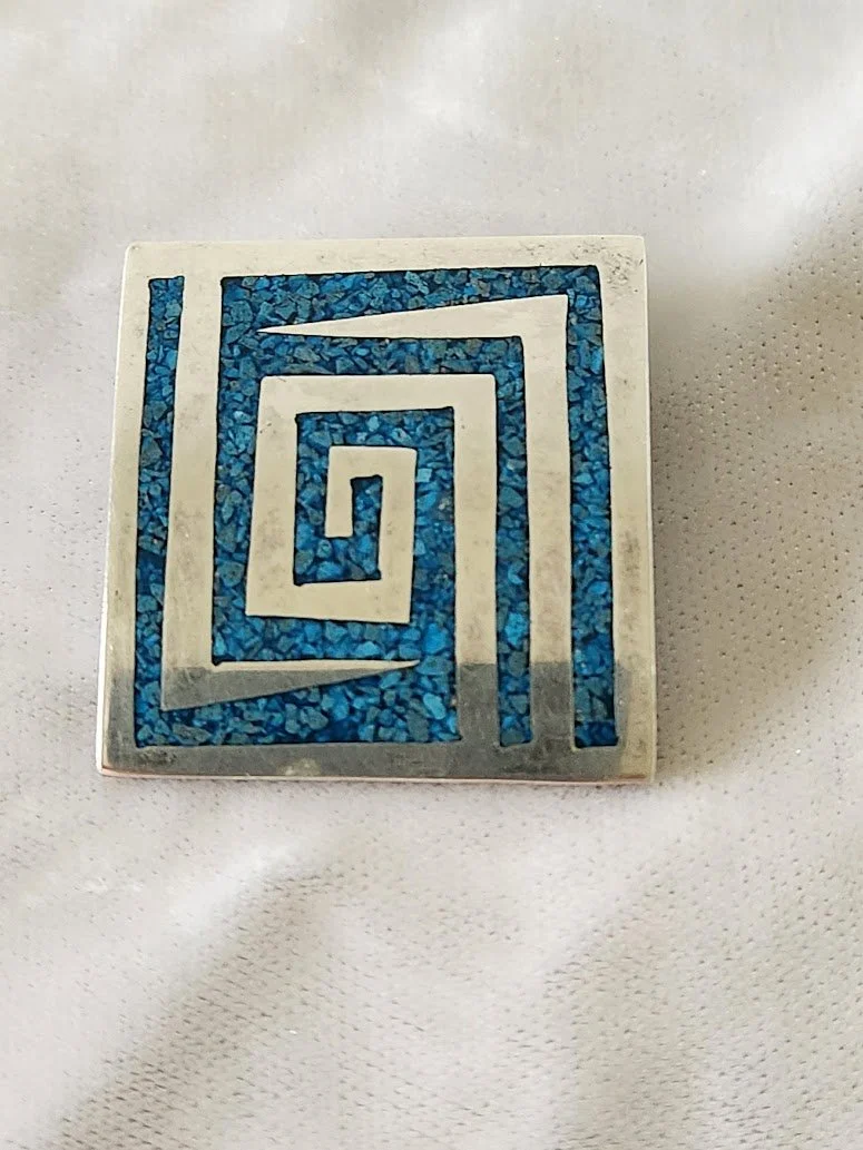 Mexican Turquoise Chip Brooch 1.jpg