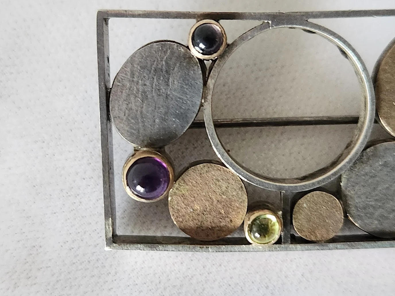 Artisan Sterling 14K Amethyst Citrine Brooch 3.jpg