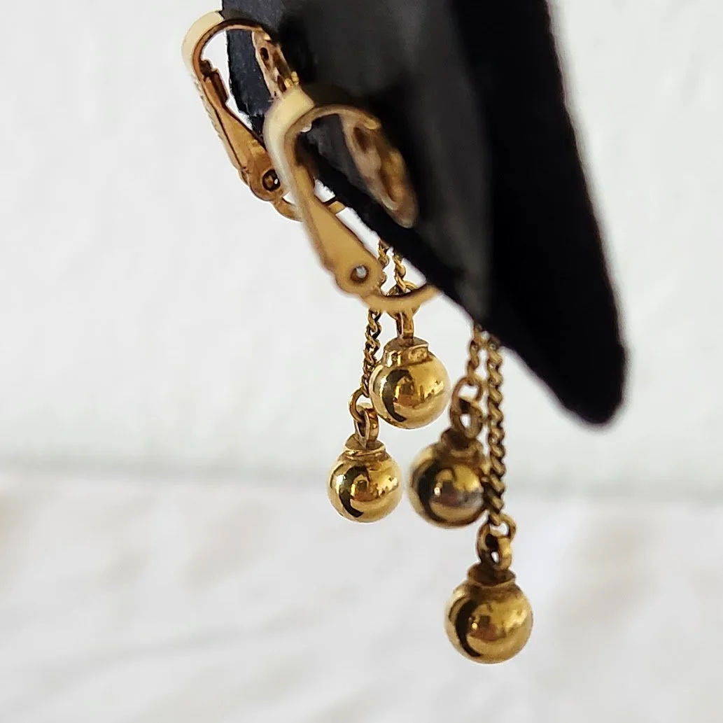 Trifari Pierced Look Dangling Ball Earrings 8.jpg