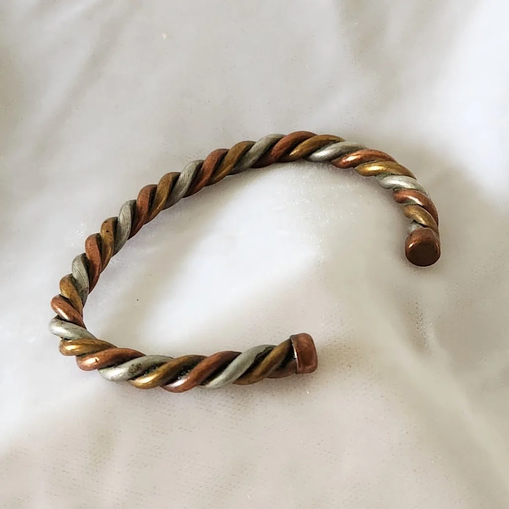 Copper Brass German Silver Twist Bracelet 3.jpg