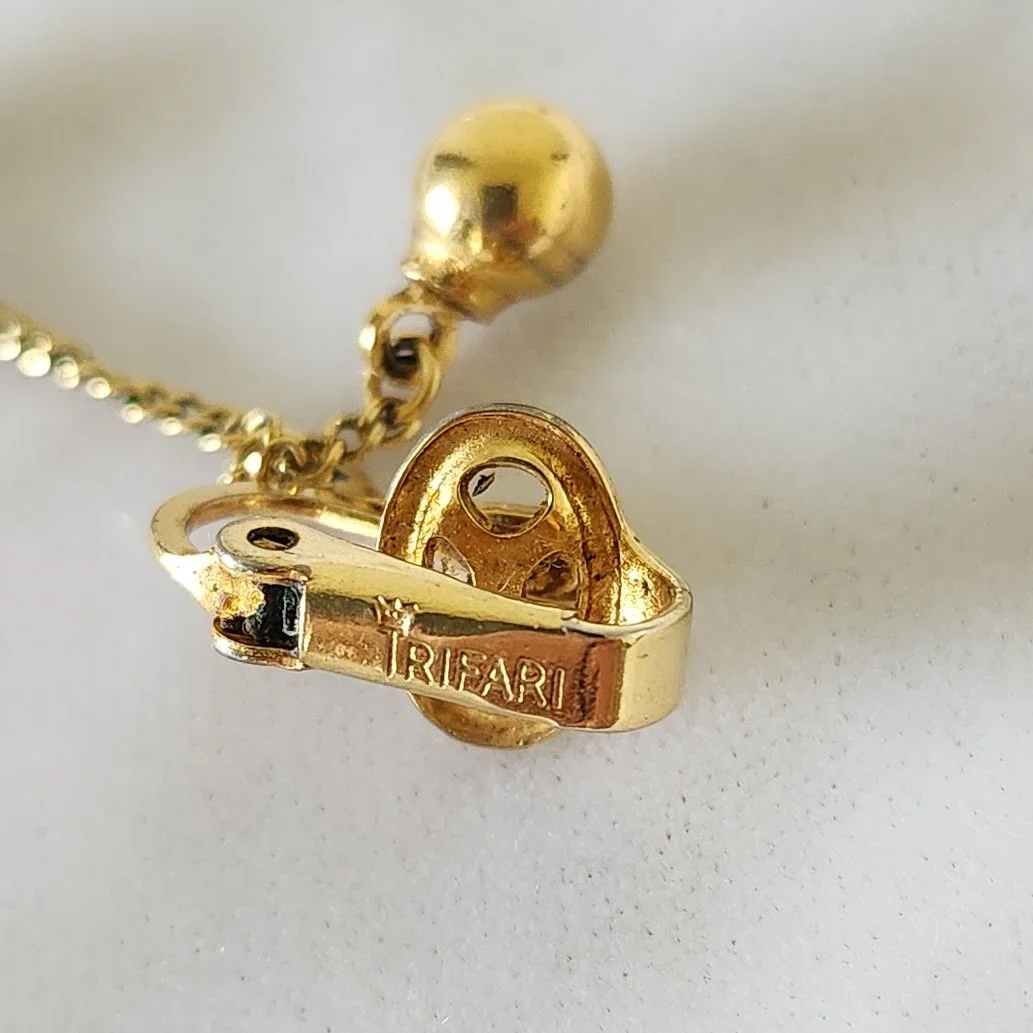 Trifari Pierced Look Dangling Ball Earrings 6.jpg