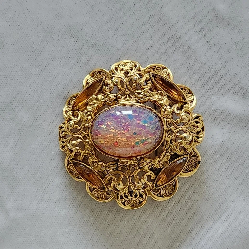 Faux Opal & Amber RS Brooch 1.jpg