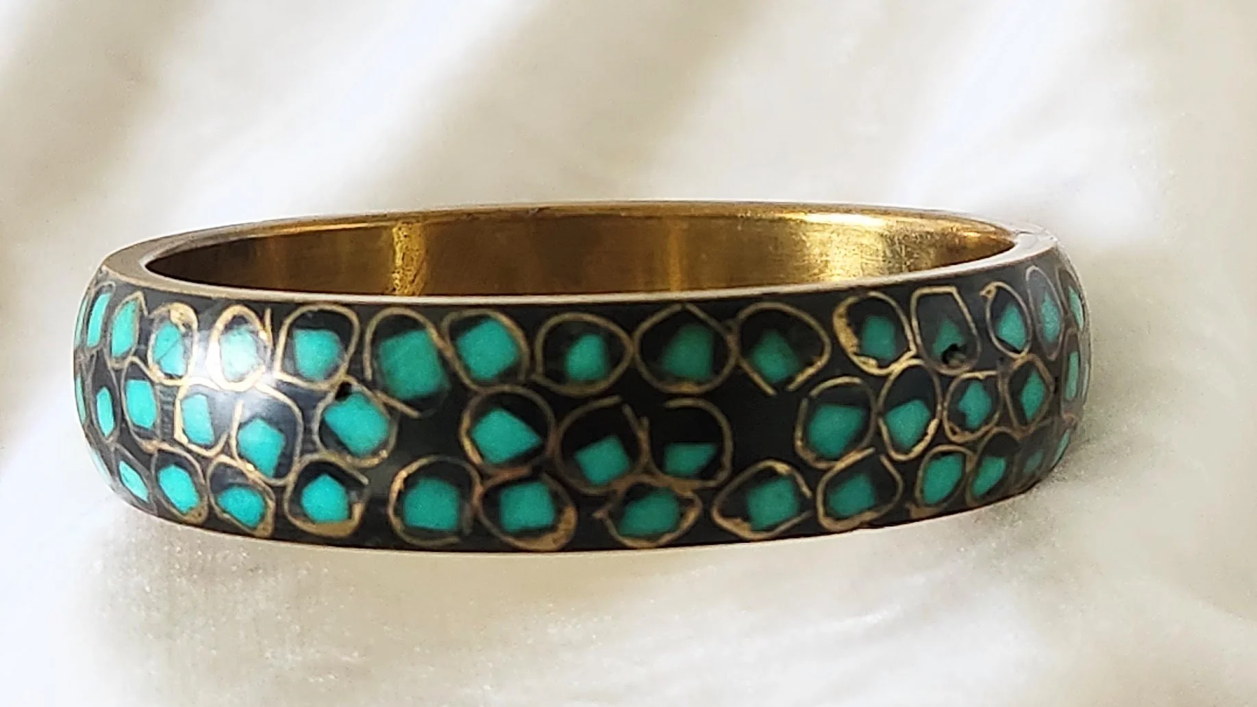 Turquoise Chip Brass Bangle 2.jpg
