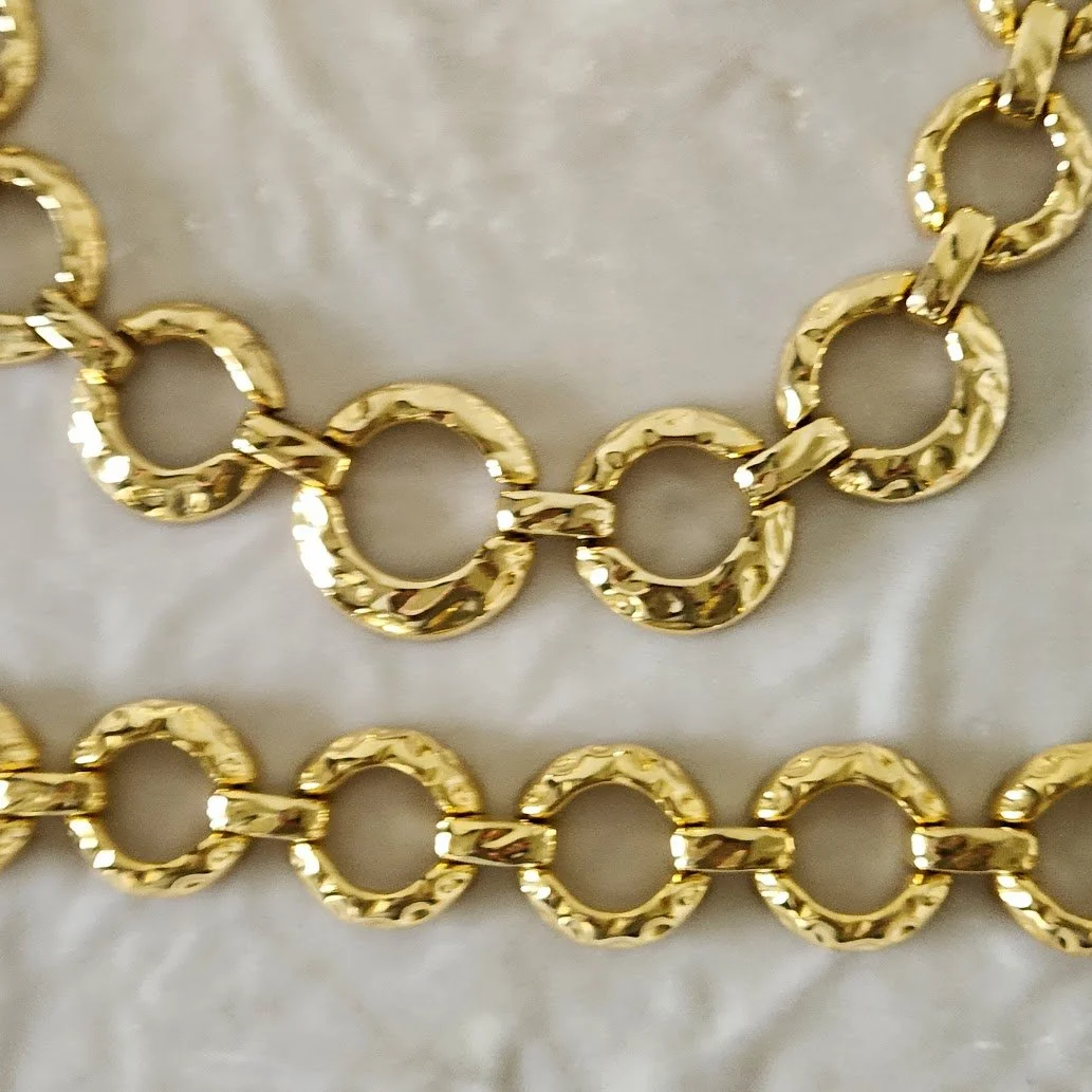 Hammered Gold Necklace Bracelet Set 2.jpg