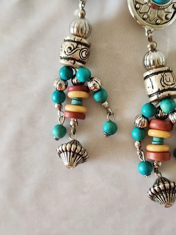 Turquoise Bead Shoulder Duster Earrings 11.jpg
