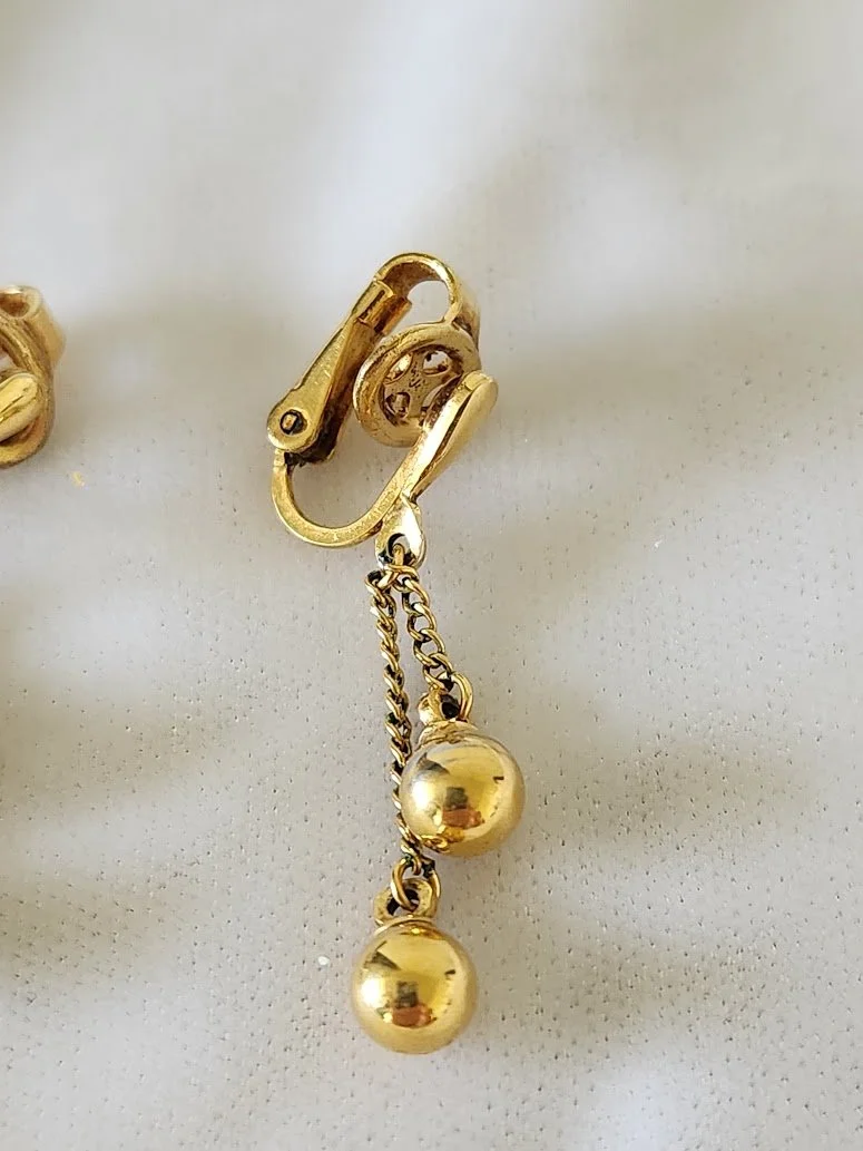 Trifari Pierced Look Dangling Ball Earrings 2.jpg