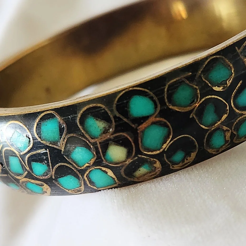 Turquoise Chip Brass Bangle 5.jpg