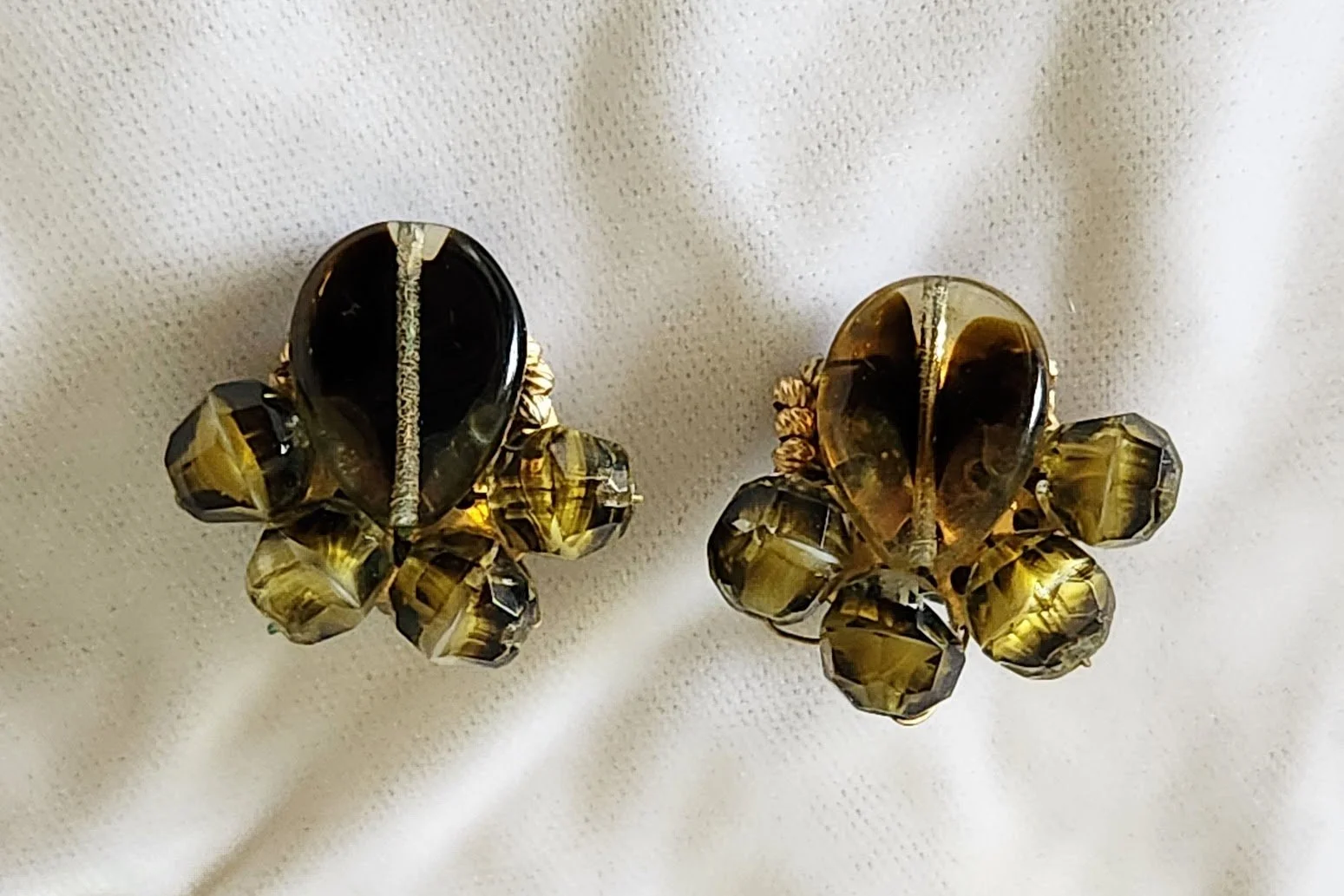 Olive Green Art Glass Earrings 1.jpg
