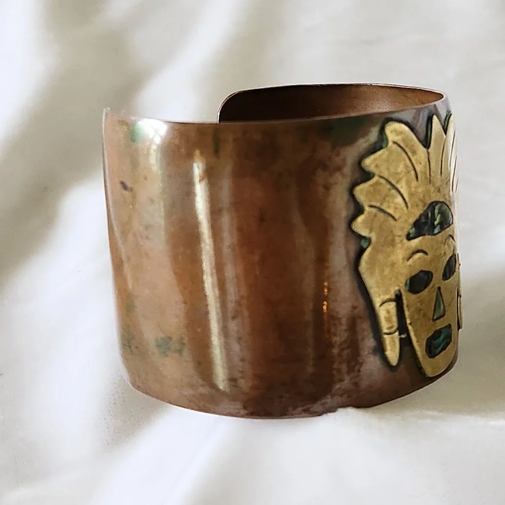 Mexican Copper Brass Abalone Bracelet 9.jpg