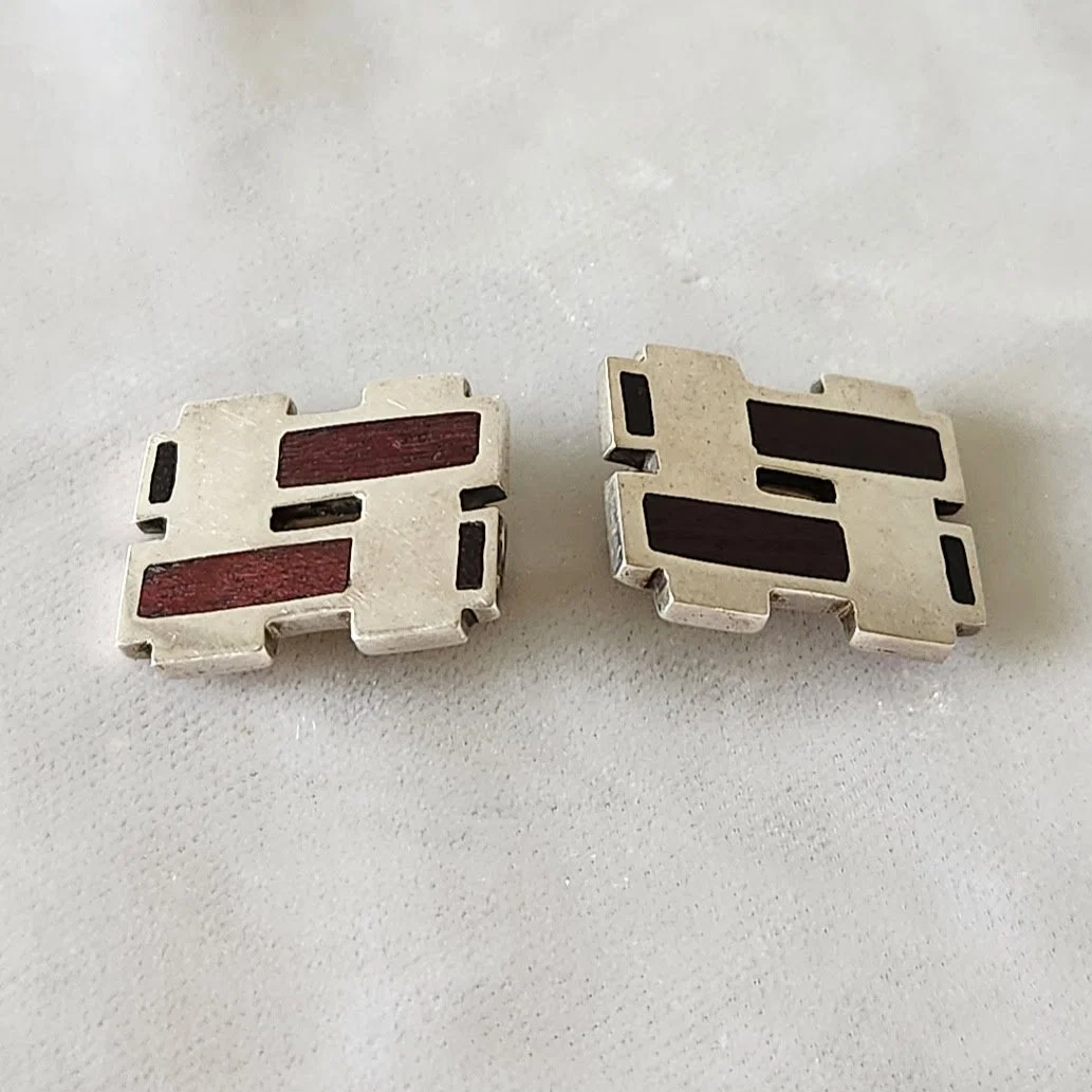 Modernist Rosewood Silver Earrings 11.jpg