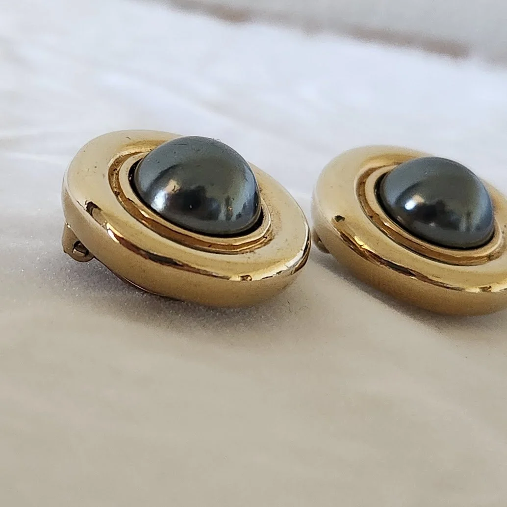 Carolee Hematite Dome Earrings 6.jpg