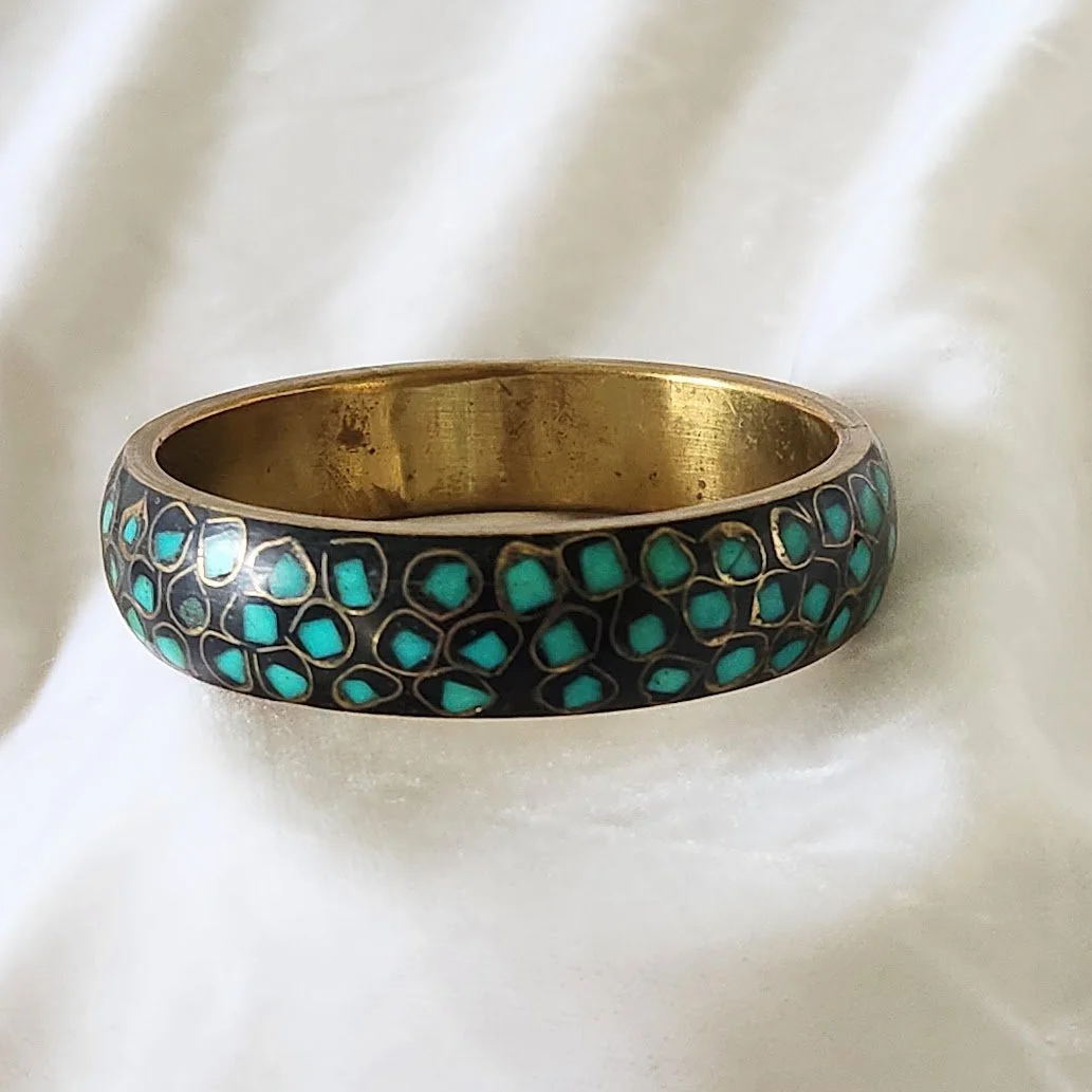 Turquoise Chip Brass Bangle 1.jpg