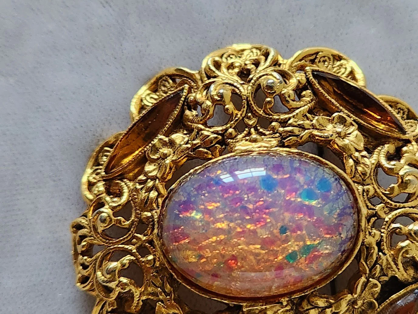 Faux Opal & Amber RS Brooch 4.jpg
