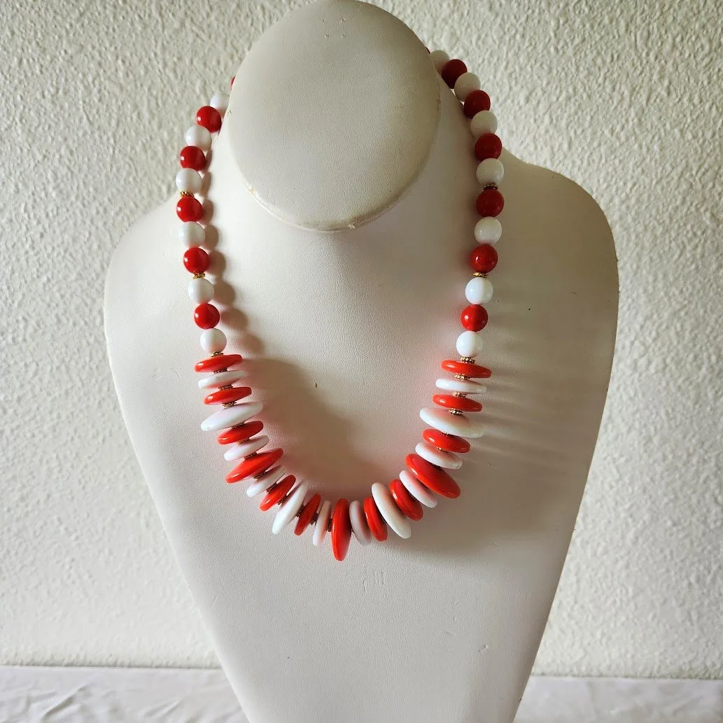 Orange & White Plastic Necklace 1.jpg